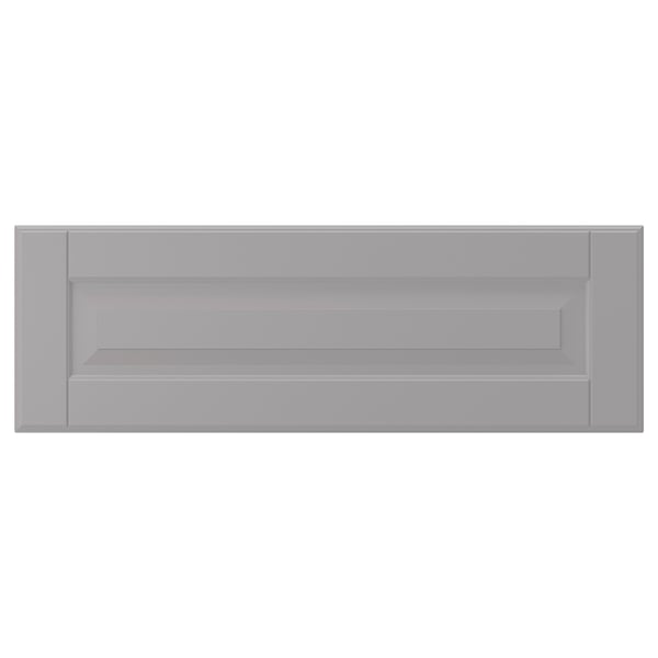 A BODBYN cabinet in soft grey with bevelled panels, made of fiberboard and polyurethane paint.