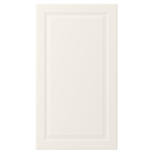 White BODBYN cabinet door with bevelled panel, smooth cream finish.