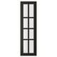 BODBYN black glass door with bevelled frame, made of fibreboard and tempered glass. Rectangular shape with classic design.