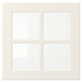 A white, square window with four divided panels, creating a classic and traditional look.