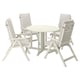 BONDHOLMEN patio set, 4 reclining chairs, light beige, wooden, cushioned seats & backs.