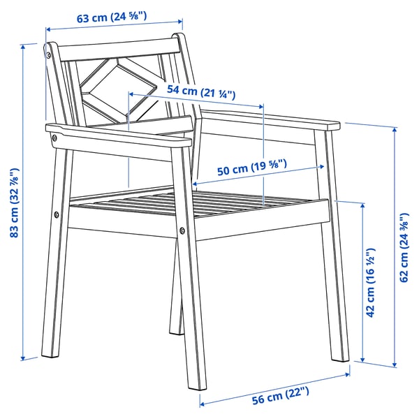 Illustration with measurements for the product: BONDHOLMEN.