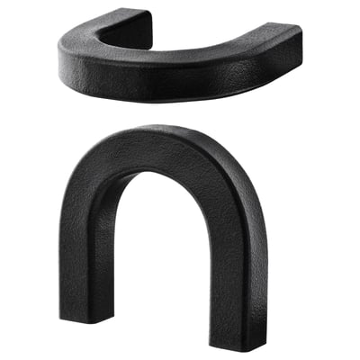 Black BORGHAMN iron kitchen knobs, rustic, textured, curved design.