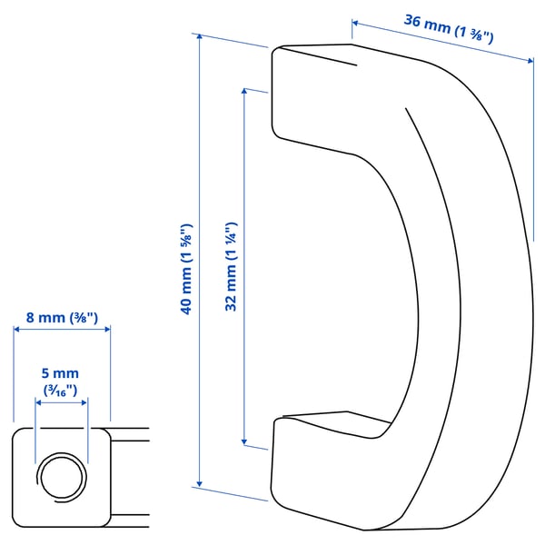 Illustration with measurements for the product: BORGHAMN.
