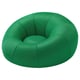 Bright green inflatable round chair, perfect for cosy seating. Made of fabric with mesh pattern, offers comfort and support.