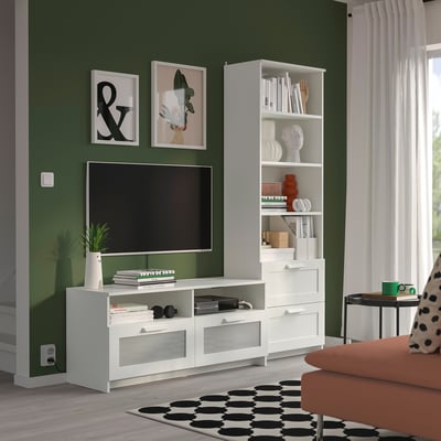 BRIMNES TV storage combination, white, 180x41x190 cm