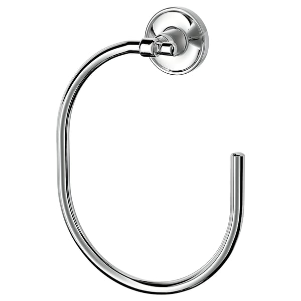 BROFJÄRDEN towel ring, silver, circular, wall-mounted, minimalist design.