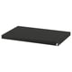 Black BROR shelf, rectangular, thin, sturdy, metal.