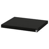 Black metal shelf with clean edges, sturdy design.