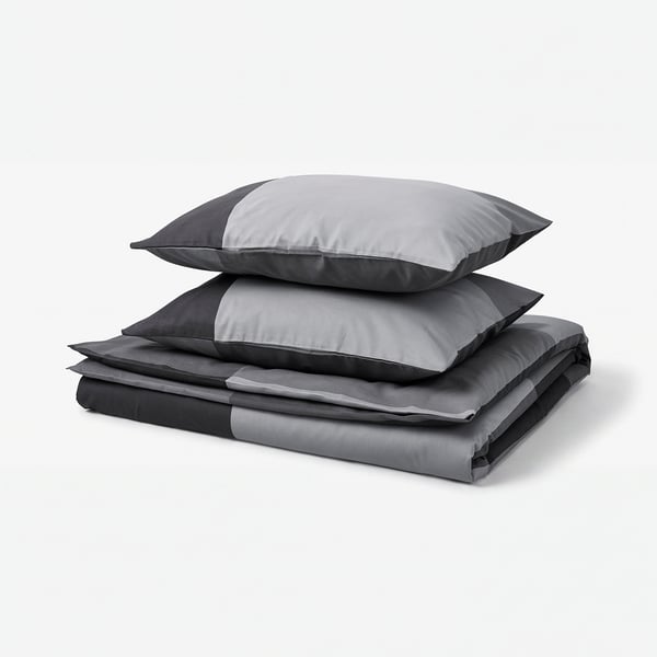 BRUNKRISSLA Duvet cover and 2 pillowcases, black, 200x200/50x60 cm