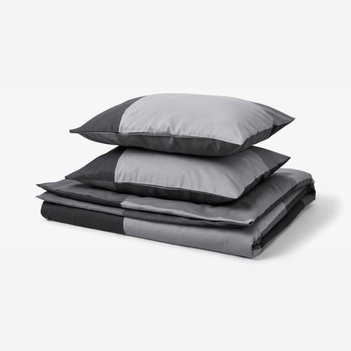 BRUNKRISSLA Duvet cover and 2 pillowcases, black, 200x200/50x60 cm