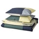 BRUNKRISSLA bed set, chequered gray-green, cotton-viscose, rectangular, folded neatly.