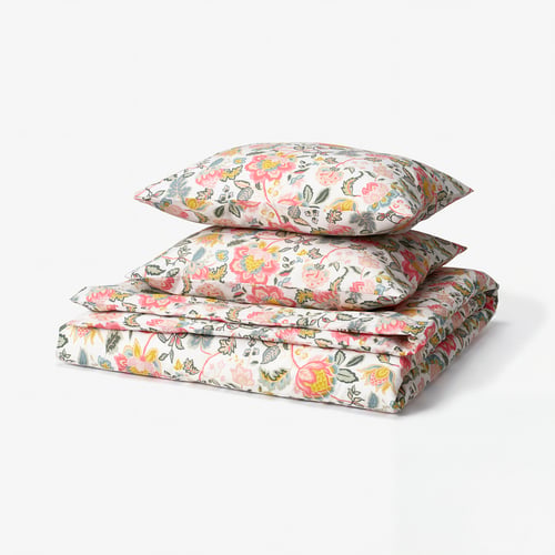 DAGGSALVIA Duvet cover and 2 pillowcases, multicolour/floral pattern, 200x200/50x60 cm