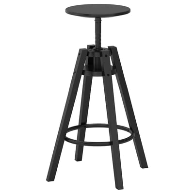 A black DALFRED adjustable stool with a round seat and tripod base.