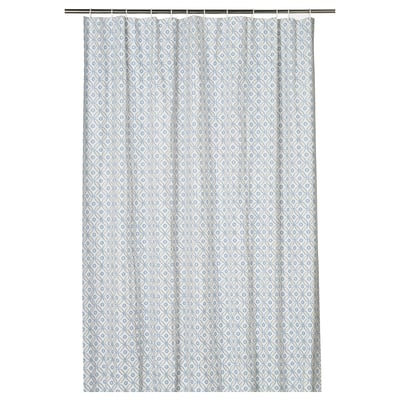 DOCKBÅT shower curtain, white, patterned, eva plastic, water-resistant, straight edge.
