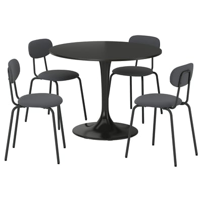 DOCKSTA / SANDSBERG Table and 4 chairs, black/Remmarn anthracite, 103 cm