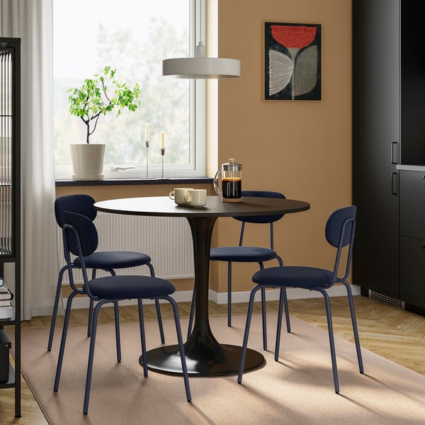 DOCKSTA / SANDSBERG Table and 4 chairs, black/Remmarn dark blue, 103 cm