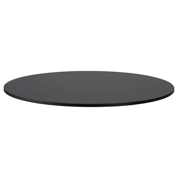 A DOCKSTA round table in black with a smooth edge design.