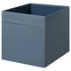 Square blue fabric storage box, DRÖNA, textured, handles on sides.