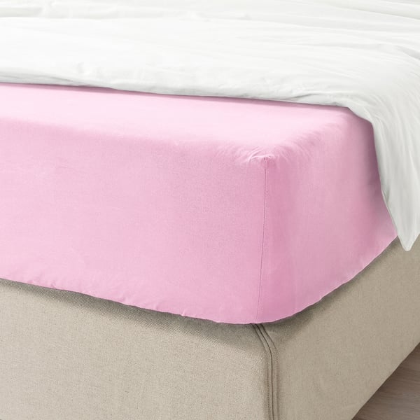 DVALA Fitted sheet, pink, 180x200 cm