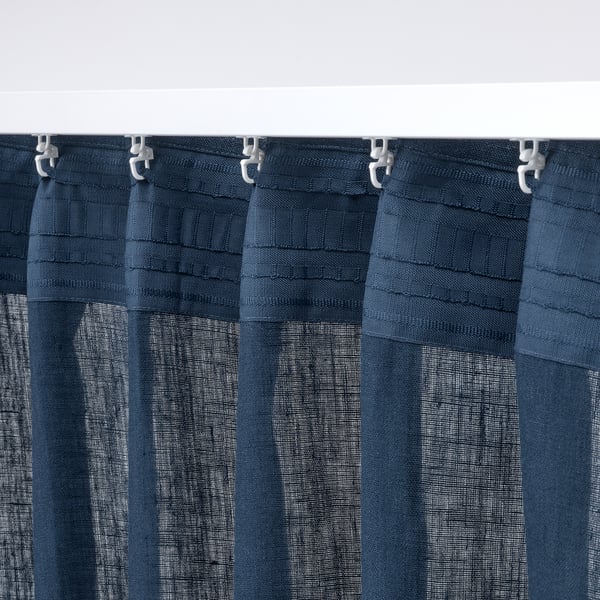 DYTÅG Curtains, 1 pair, dark blue/with heading tape, 145x300 cm