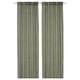 Two green-grey linen curtains with rod pockets, offering privacy and light filtering.