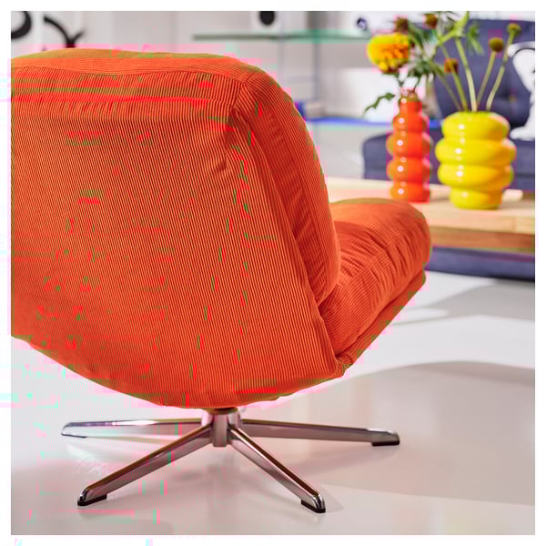 DYVLINGE Swivel easy chair, Kelinge orange
