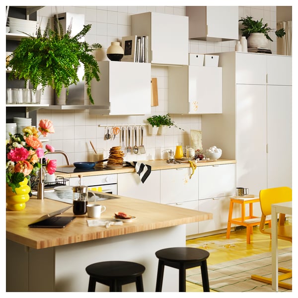 EKBACKEN Custom made worktop, plywood effect/laminate, 63.6-125x2.8 cm