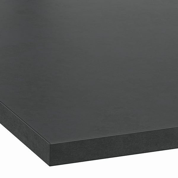 Solid dark kitchen worktop, smooth surface, clean edges, high-quality material.