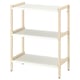 EKENABBEN white metal & wood 3-tier shelf. Simple, open design. Light, sturdy build for easy access.