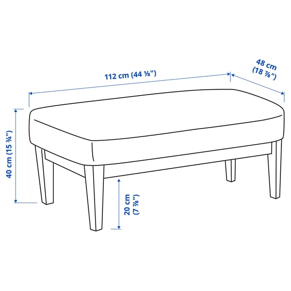 Illustration with measurements for the product: EKENÄSET.