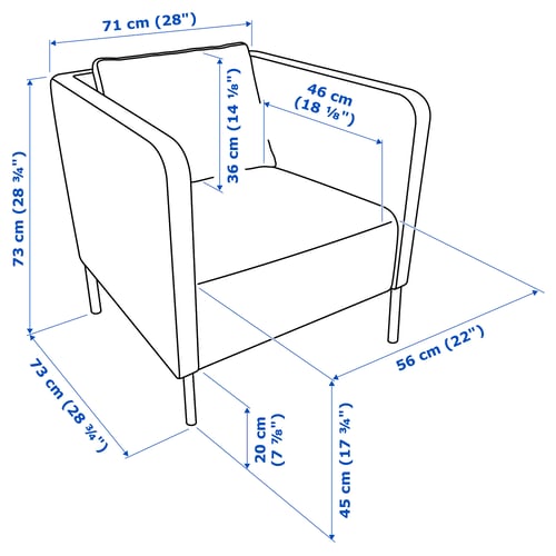 Illustration with measurements for the product: EKERÖ.