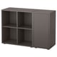 A gray EKET storage unit with open and closed compartments for versatile storage.