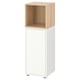 EKET storage unit, white and oak, open top shelf and white door, adjustable feet.