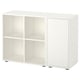 White EKET storage unit with 4 compartments and door.
