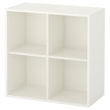 White EKET storage cube, minimalist, square shape, four open compartments.