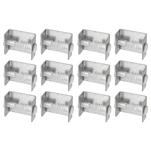 Twelve EKET metal clips, silver.