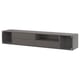 Modern grey wall-mounted shelf unit, minimalist design, various storage options.