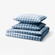EKTANDVINGE Duvet cover and 2 pillowcases, dark blue white/check, 200x200/50x60 cm