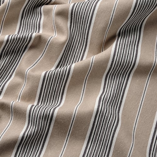 Striped fabric close-up, showcasing quality texture and weave. Natural, durable cotton.