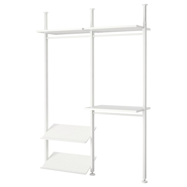 ELVARLI white modular shelving unit - adjustable shelves & clothes rails, metal & wood, modern design.