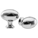 ENERYDA traditional style metal knobs, chrome colour, made of aluminium, two smooth oval shapes.