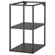 An ikea ENHET black metal shelving unit. It two open shelves and a minimalist frame design, perfect for displaying items.