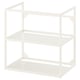 An ENHET white metal storage unit with two open shelves.