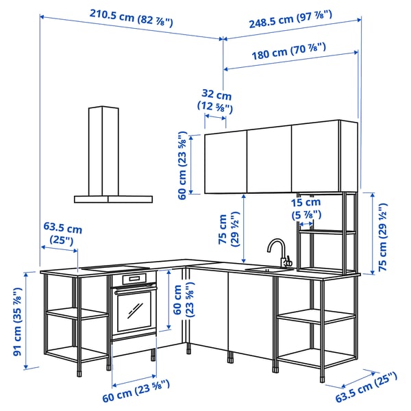 Illustration with measurements for the product: ENHET.