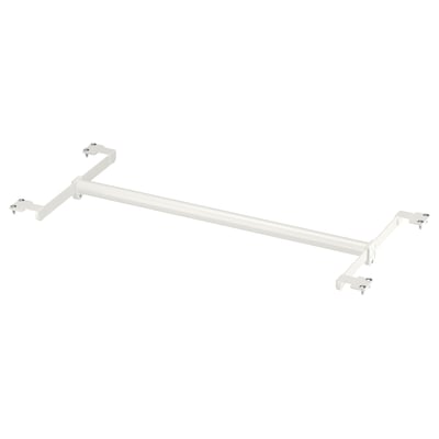 White ENHET extendable clothes rail, steel & plastic, mounts between cabinets.