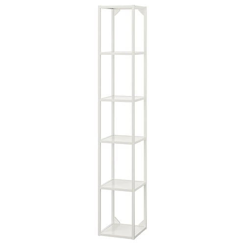 ENHET white shelf unit - 5 glass shelves, rectangular shape.
