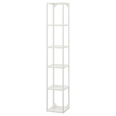 ENHET white shelf unit - 5 glass shelves, rectangular shape.