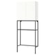 A white ENHET storage unit with a black metal frame and shelf, designed for compact spaces.