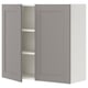 ENHET grey wall cabinet with two shelves. Modern, square shape, grey doors with minimalist panels.